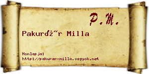 Pakurár Milla névjegykártya